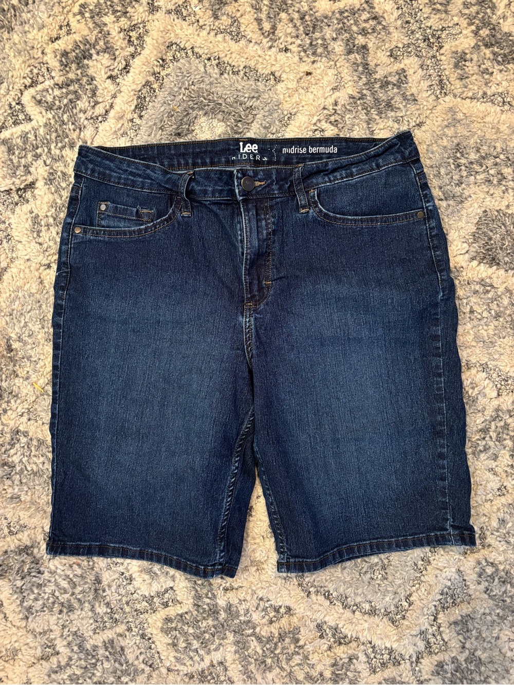 Lee Dark Blue Midrise Denim Bermuda Shorts